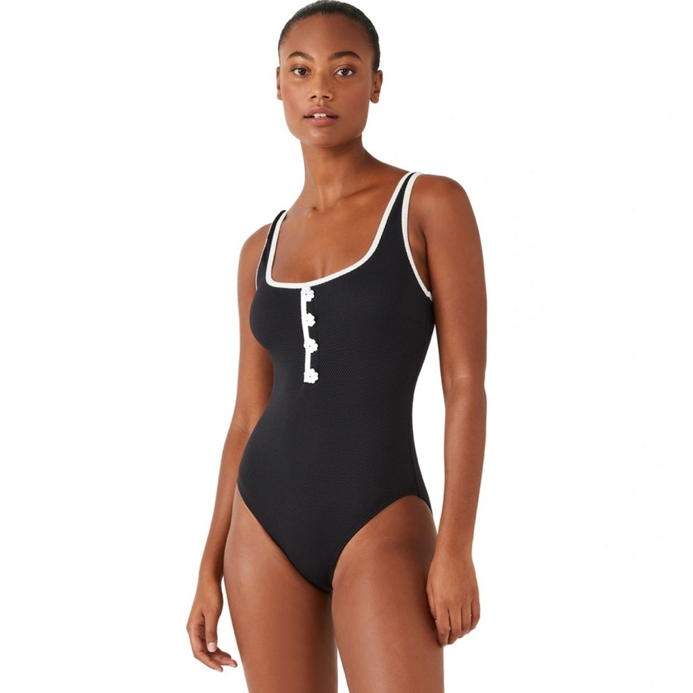 Kate Spade Swim Contrast Piqué square-neck one-piece nautical style size: S